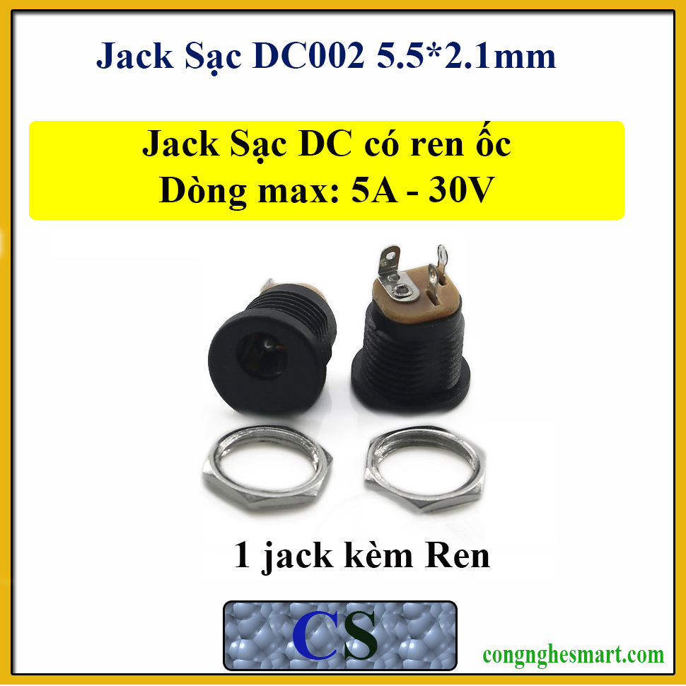 Jack Sạc DC002 5.5*2.1mm Có Ren